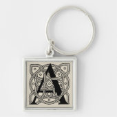 Letter A Vintage Celtic Knot Monogram Sleutelhanger (Voorkant)
