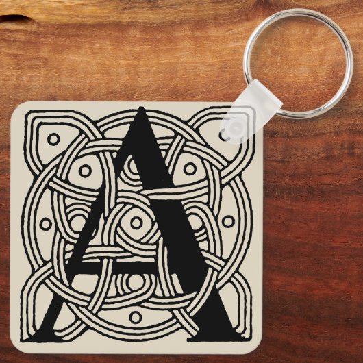 Letter A Vintage Celtic Knot Monogram Sleutelhanger (Achterkant)
