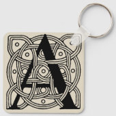 Letter A Vintage Celtic Knot Monogram Sleutelhanger (Achterkant)