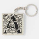 Letter A Vintage Celtic Knot Monogram Sleutelhanger (Achterkant)
