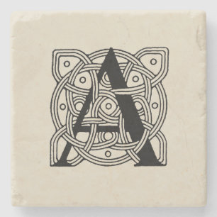 Letter A Vintage Celtic Knot Monogram Stenen Onderzetter
