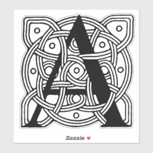 Letter A Vintage Celtic Knot Monogram Sticker
