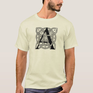 Letter A Vintage Celtic Knot Monogram T-shirt