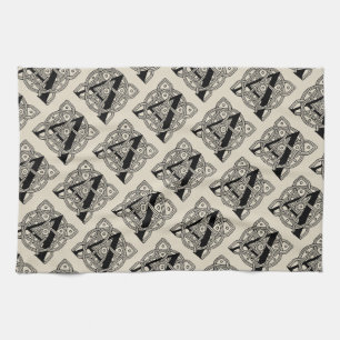 Letter A Vintage Celtic Knot Monogram Theedoek