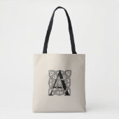 Letter A Vintage Celtic Knot Monogram Tote Bag (Voorkant)