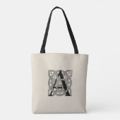 Letter A Vintage Celtic Knot Monogram Tote Bag (Achterkant)