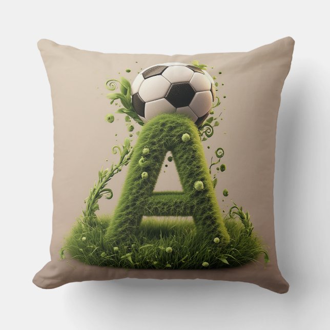 ⚽ Letter A Voetbal Gras Topiary Sport Decoratie Kussen (Voorkant)