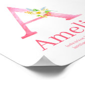 Letter A waterverf art roze Amelia naam betekent Poster (Hoek)