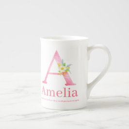 Letter A waterverf boho roze Amelia Porselein Kop