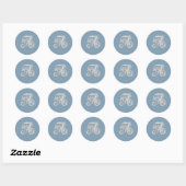 Letter A Wit Geborduurd Uitzicht Monogram Elke Kle Ronde Sticker (Vel)