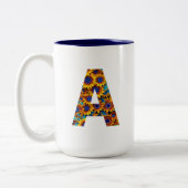 Letter A with sunflowers mug Tweekleurige Koffiemok (Links)