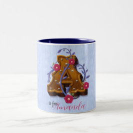 Letter A Wooden Alphabet – Floral 3D Initial Tweekleurige Koffiemok