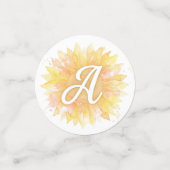 Letter A Zonnebloem Voornaam Monogram Initiaal Confetti (Kleine voorkant)