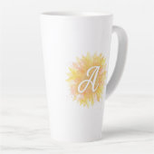 Letter A Zonnebloem Voornaam Monogram Initiaal Latte Mok (Rechterhoek)