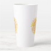 Letter A Zonnebloem Voornaam Monogram Initiaal Latte Mok (Voorkant)
