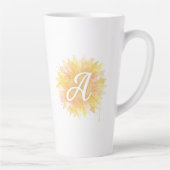 Letter A Zonnebloem Voornaam Monogram Initiaal Latte Mok (Rechts)