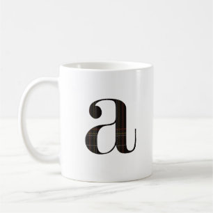 Letter a Zwarte Rode Witte Gele Gestreepte Koffie Koffiemok