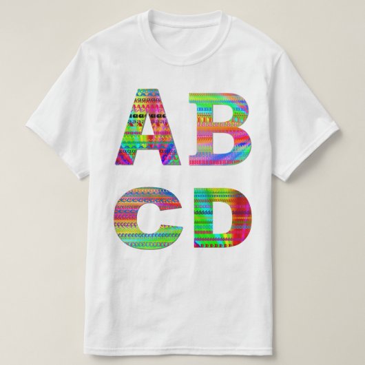 Letter ABCD-regenboogontwerp T-shirt (Design voorkant)