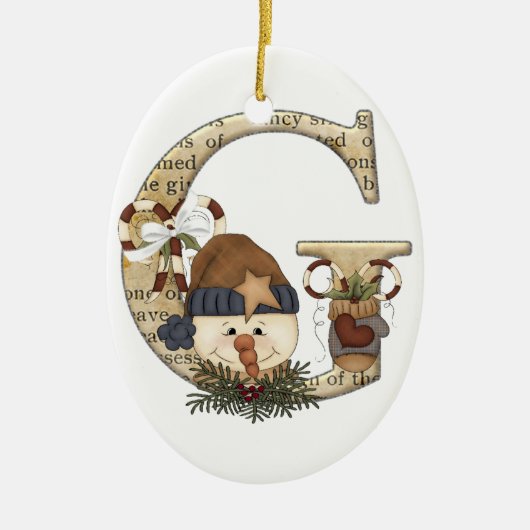Letter Art - G - kerstsnowman Ornament (Voorkant)