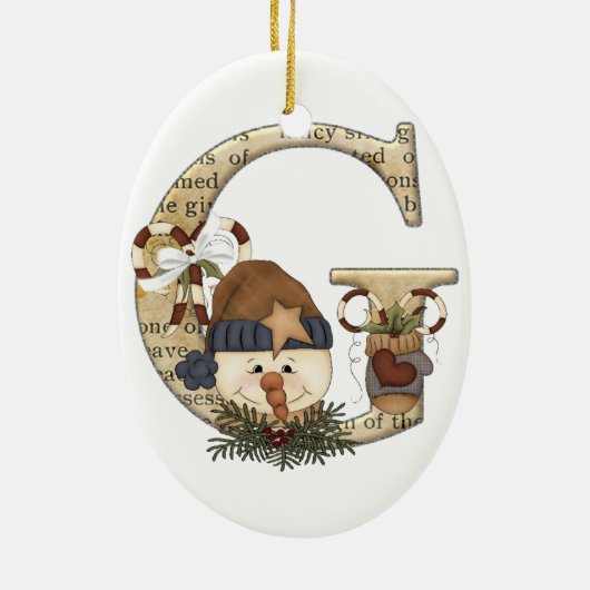 Letter Art - G - kerstsnowman Ornament (Achterkant)