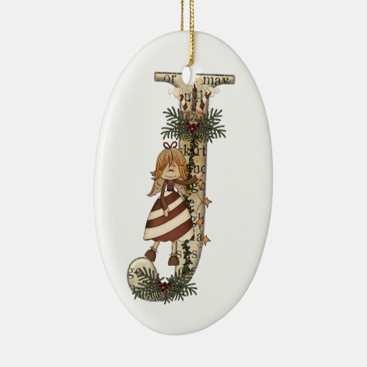 Letter Art - J - Kerstangel Ornament (Rechts)