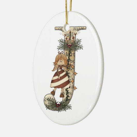Letter Art - J - Kerstangel Ornament (Links)