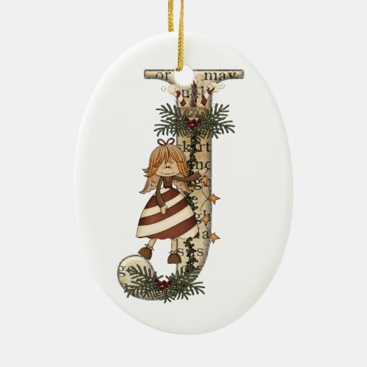 Letter Art - J - Kerstangel Ornament (Achterkant)