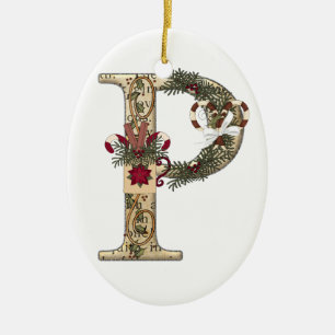Letter Art - P - kerstkoffie Mok-versiering Keramisch Ornament