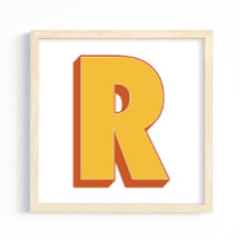 Letter Art Poster, R Monogram, Bold Type Initial
