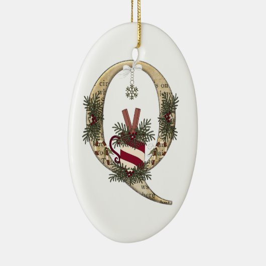 Letter Art - Q - kerstcadeaubon Mok-versiering Keramisch Ornament (Rechts)