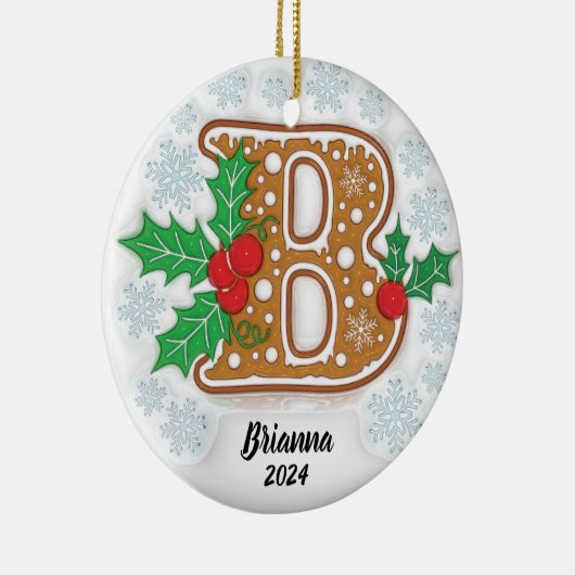 Letter B Aangepast kerstmonogram Ornament (Rechts)