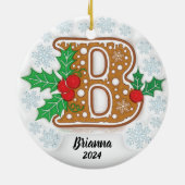Letter B Aangepast kerstmonogram Ornament (Achterkant)