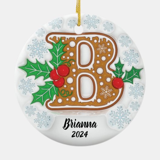 Letter B Aangepast kerstmonogram Ornament (Achterkant)