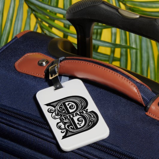 Letter B Aangepast monogram Bagagelabel (Voorkant Insitu 1)