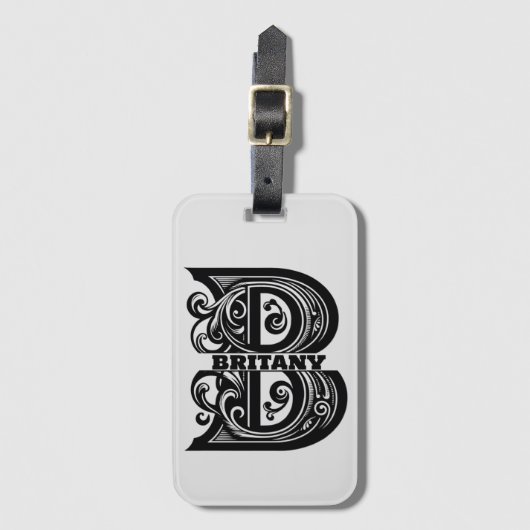Letter B Aangepast monogram Bagagelabel (Voorkant (verticaal))