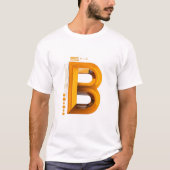 Letter B – Amber 3D Monogram on Deep Black T-shirt (Voorkant)