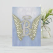 Letter B Angel Monogram Kaart (Staand voorkant)