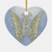 Letter B Angel Monogram Keramisch Ornament (Voorkant)