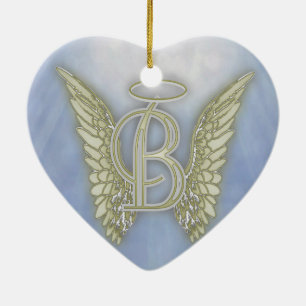 Letter B Angel Monogram Keramisch Ornament