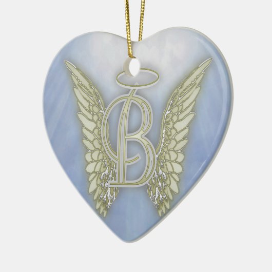 Letter B Angel Monogram Keramisch Ornament (Links)