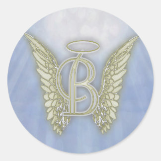 Letter B Angel Monogram Ronde Sticker