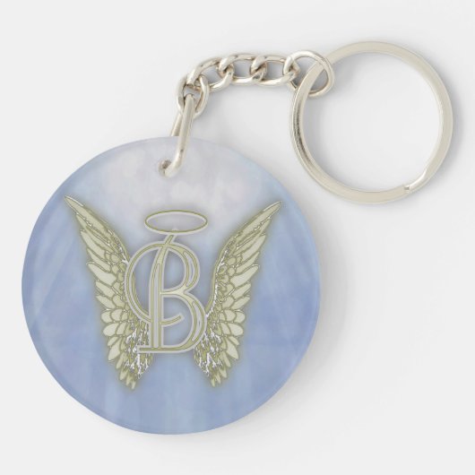 Letter B Angel Monogram Sleutelhanger (Achterkant)