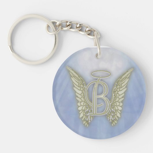 Letter B Angel Monogram Sleutelhanger (Voorkant)