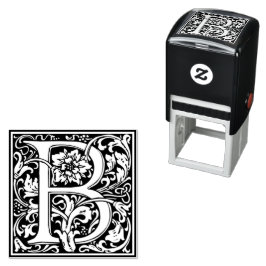 Letter B art nouveau black and white Tegel Zelfinktende Stempel