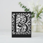 Letter B Black en White Monogram-kaarten Briefkaart (Staand voorkant)