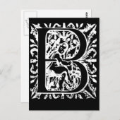 Letter B Black en White Monogram-kaarten Briefkaart (Voorkant / Achterkant)