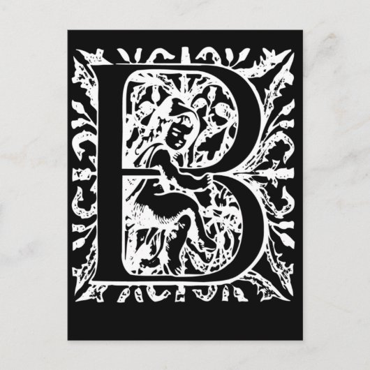 Letter B Black en White Monogram-kaarten Briefkaart (Voorkant)