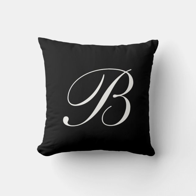 Letter B Black Monogram Pillow Kussen (Voorkant)