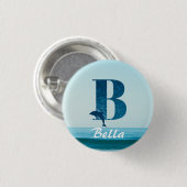Letter B Blauwe Oceaan Ronde Button 3,2 Cm (Voorkant /achterkant)