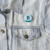 Letter B Blauwe Oceaan Ronde Button 3,2 Cm (In situ)